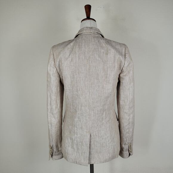 J. Crew Blazer Jacket Women 4 Linen Tan Beige Brown Regent Work Office B8430 NEW - Picture 4 of 10